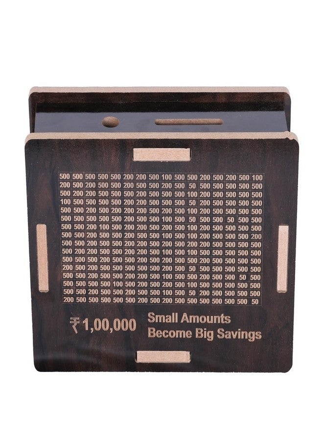 nexat Wooden Piggy Bank for Kids & Adults, Coin Box with Carved Design, Savings Box, Mini Bank, Donation Box, Smart Money Box, Wooden Coin Box, Money Saver, Piggy Bank with Numbers (12) - Image 1